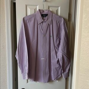 Ralph Lauren Purple and White Stripe Button-Down Dress Shirt